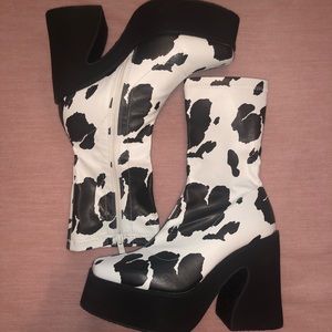 Cow print boots